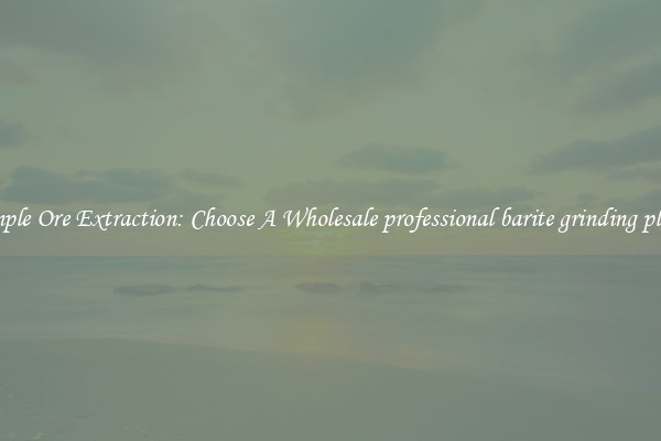 Simple Ore Extraction: Choose A Wholesale professional barite grinding plant