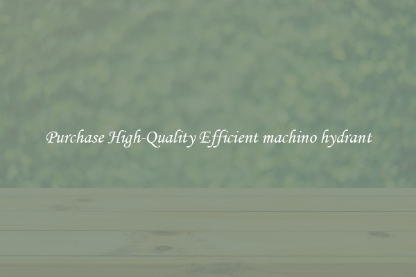 Purchase High-Quality Efficient machino hydrant