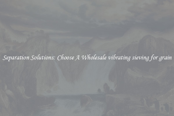 Separation Solutions: Choose A Wholesale vibrating sieving for grain