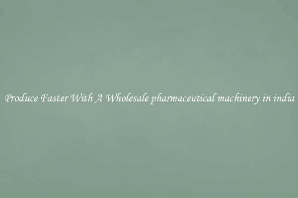 Produce Faster With A Wholesale pharmaceutical machinery in india